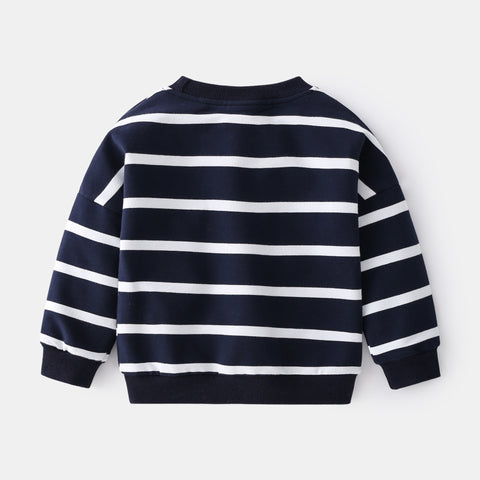 Striped Cotton Sweater with Playful Pocket Detail