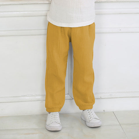 Elastic Waistband Cotton Trousers