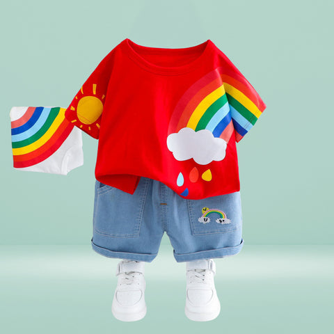 Shirt and Shorts Rainbow Print Set