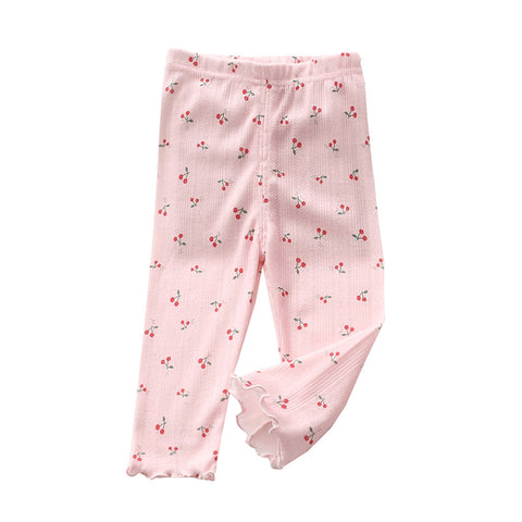 Cotton Cropped Leggings with Scallop Hem