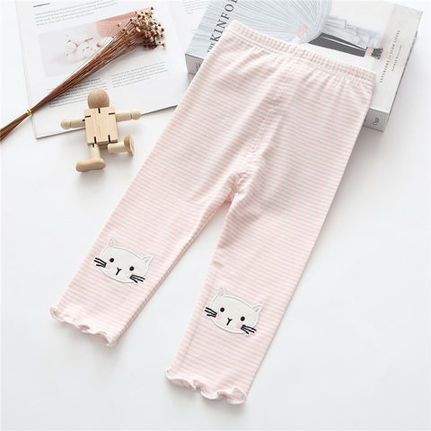 Cotton Cropped Leggings with Scallop Hem