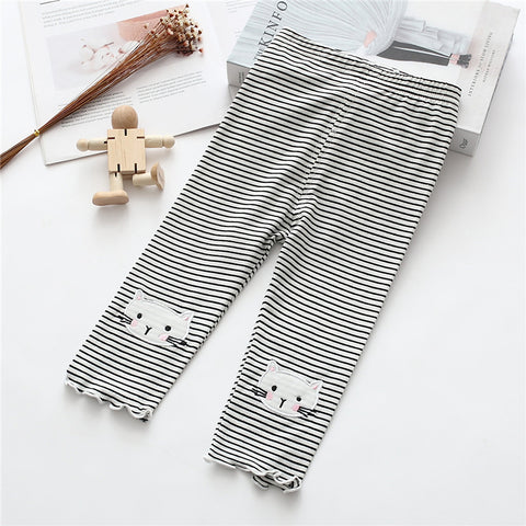 Cotton Cropped Leggings with Scallop Hem