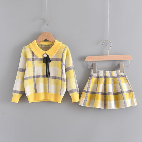 Sweet Cotton Ruffle Skirt and Pullover Set