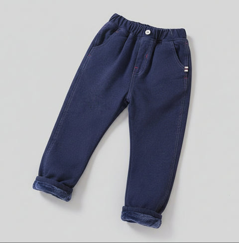Warm Fleece-Lined Denim Pants