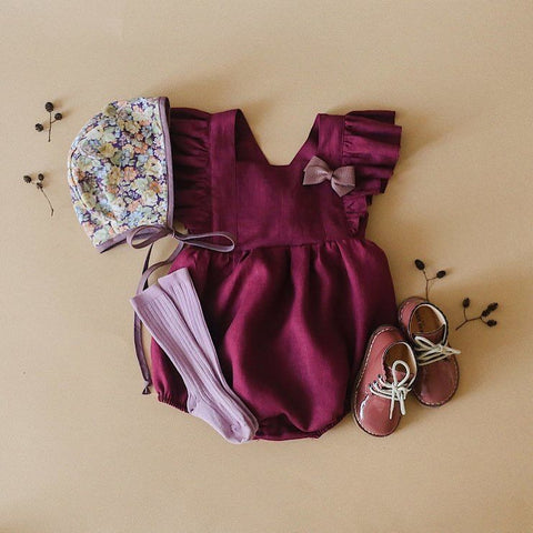 Breathable Linen Ruffle Romper