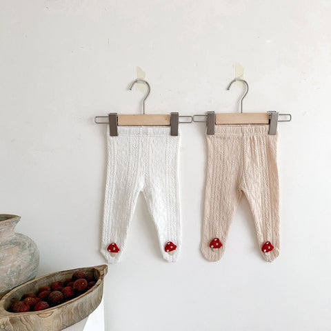 Adorabili collant in cotone con applicazione di funghi