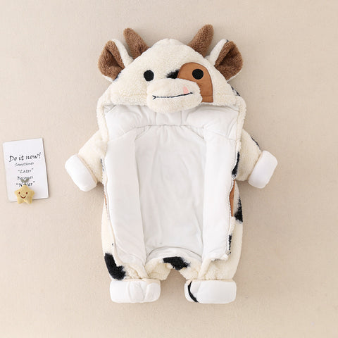Fun Cow Design Cotton Hooded Romper