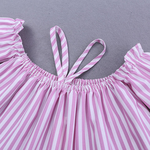 Striped Top, Ripped Pants & Bow Headband Set