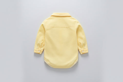 Soft Cotton Shirt Bodysuit, Pants, Suspenders and Bow Tie Set