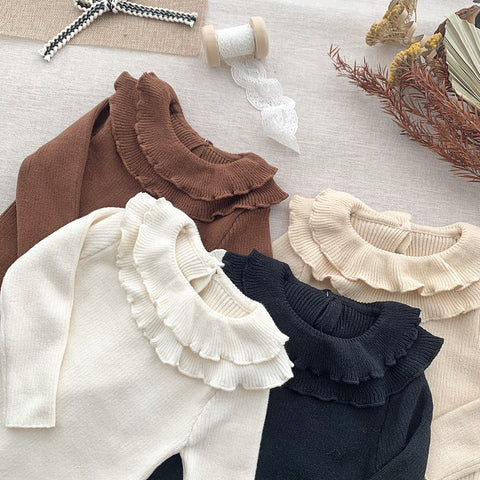 Elegant Cotton Ruffle Collar Blouse
