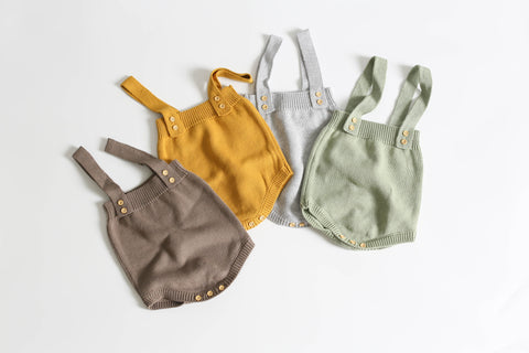 Cozy Cotton Knit Suspender Romper