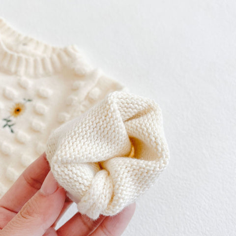 Daisy Embroidery Soft Cotton Knit Romper