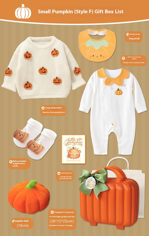 Pumpkin-themed 100% Cotton Baby Gift Suitcase