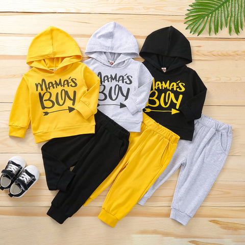 Graphic Print Cotton Hoodie and Jogger Set