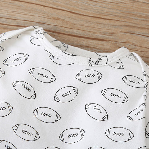 Varsity Jacket, Printed Romper and Pants Set