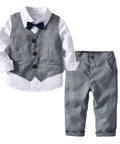 Children's formal outfit with vest, shirt, and pants on a white background