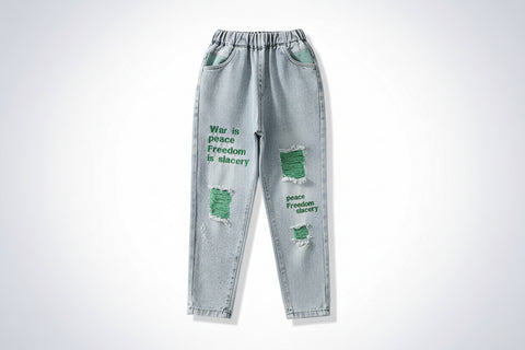 Embroidered Cotton-Blend Jeans