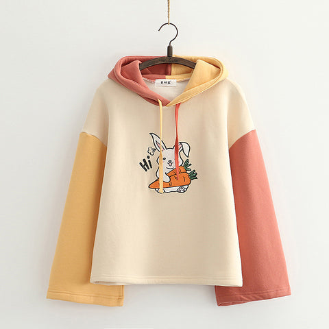 Carrot Bunny Color Block Hoodie