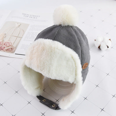 Faux Suede Winter Hat with Shearling Lining