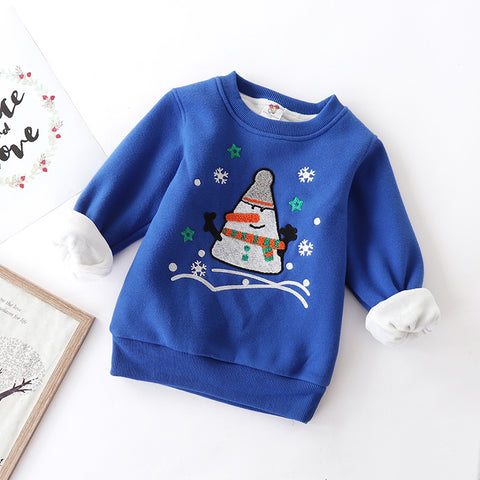 Cozy padded Cotton Sweatshirt with Festive Embroidery