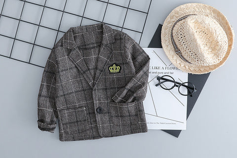 Wool Checked Blazer, T-Shirt, Pants and Bow Tie Set