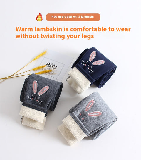 Children's leggings with bunny design on a white background