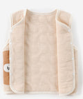 Beige quilted baby vest on a white background