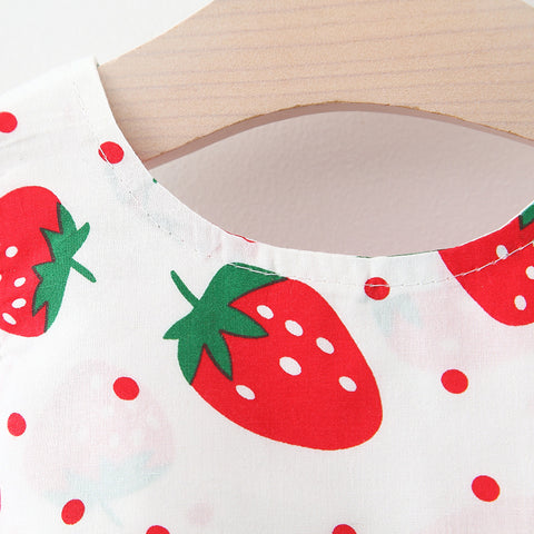 Strawberry Cotton Dress with Matching Sun Hat