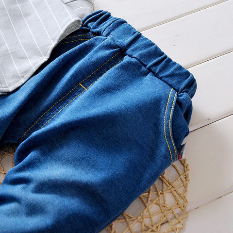 Soft Modal Shirt With Detachable Bow Tie and Comfy Trousers Set