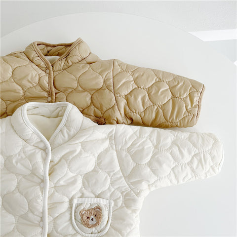 Conjunto de mono acolchado acogedor, gorro y bufanda de felpa