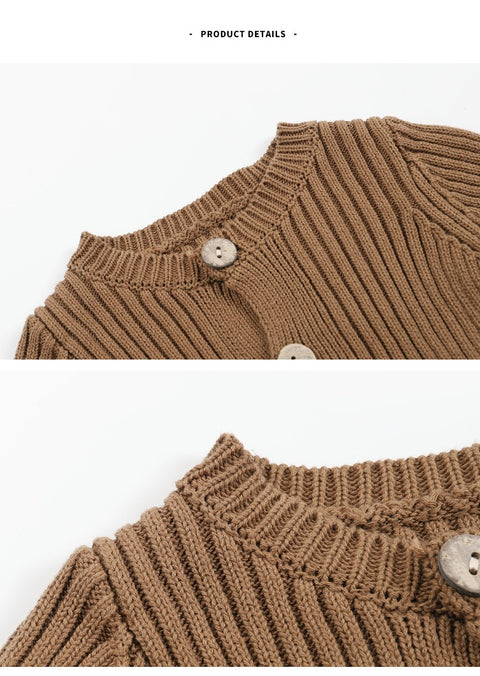 Cotton Knitted Bodysuit with Back Buttons