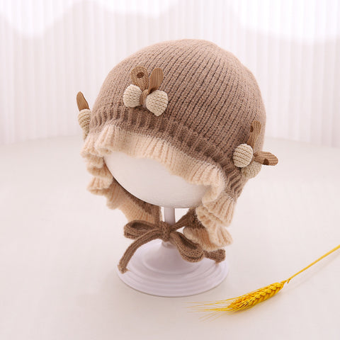 قبعة صوفية محبوكة مريحة مزينة بفيونكة