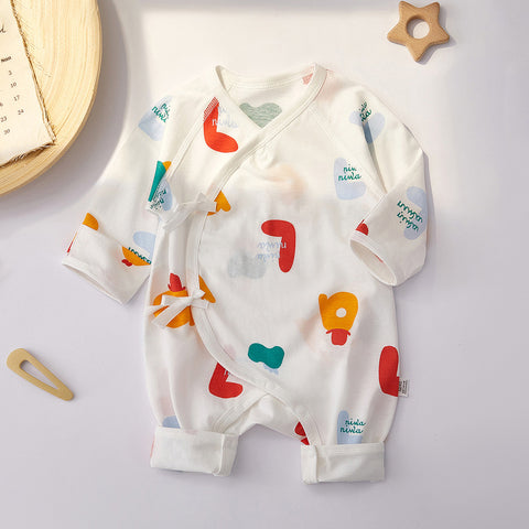 Light Cotton Tie-Side Romper Fun Print