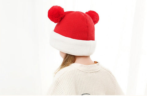 Fleece-Lined Hat with Pom Pom Ears