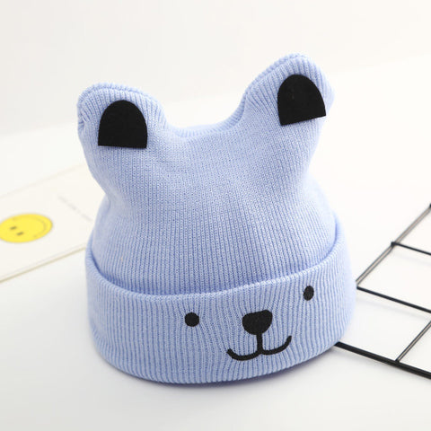 Playful  Bear Face Knit Beanie