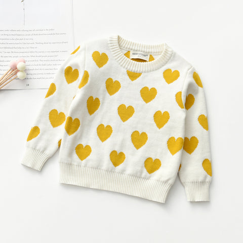 Charming Heart Design Knit Sweater