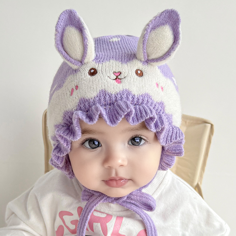 Cute Cotton Knit Bunny Ear Cap