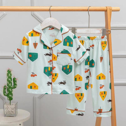 Shirt and Pants Fun Pattern Pajama Set