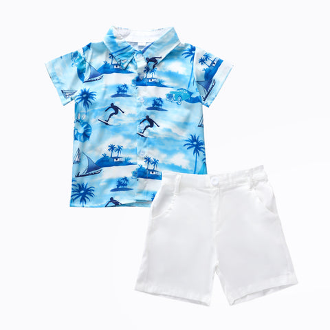 Shirt and Shorts Seaside Print Set