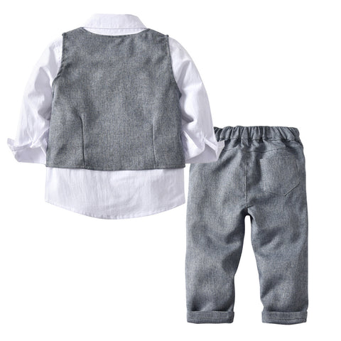 Elegant Soft Cotton Shirt,Vest, Pants and Bow Tie Suit