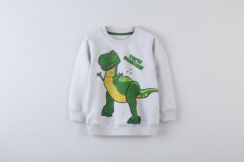 Cotton Sweatshirt with Dinosaur Print