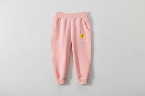 Soft Cotton Joggers with Embroidered Flower
