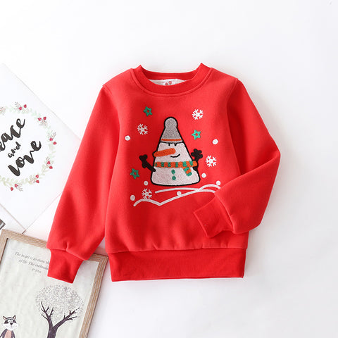 Cozy padded Cotton Sweatshirt with Festive Embroidery