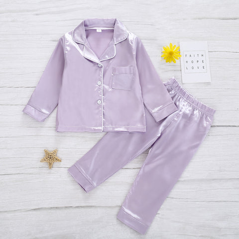 Soft Cotton Satin-look Pajama Shirt and Pants Set