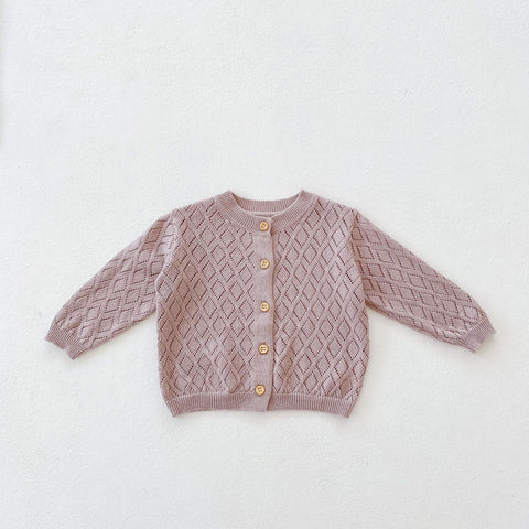 Charming Diamond Knit Cotton Cardigan