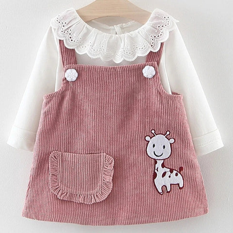 Cotton Corduroy Overall Dress and Tee Set