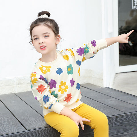 Bright Flower Prints Cotton Pullover