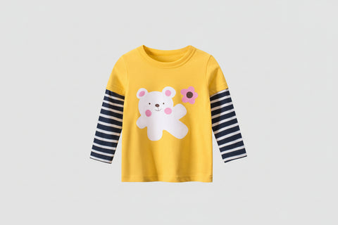 Adorable Bear Print Cotton Tee