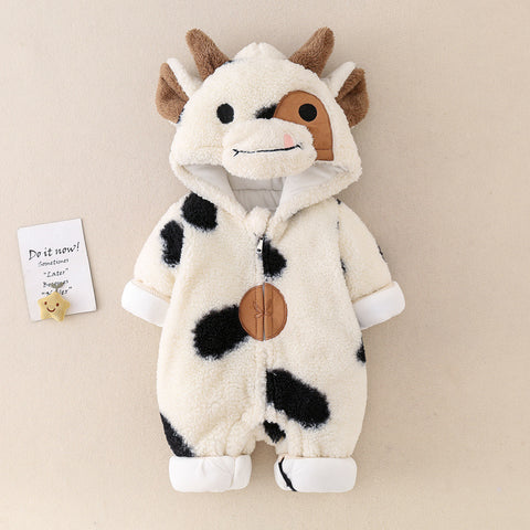Fun Cow Design Cotton Hooded Romper