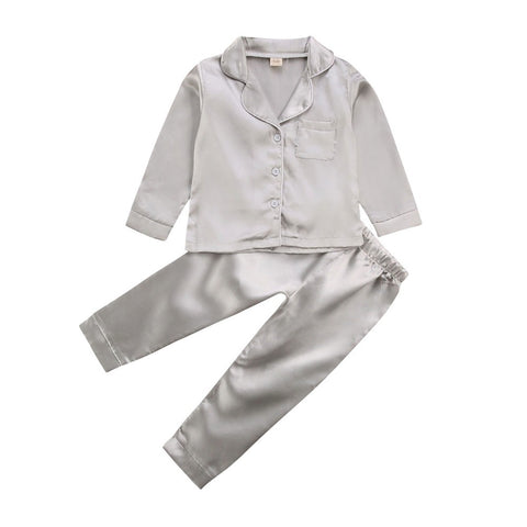 Soft Cotton Satin-look Pajama Shirt and Pants Set